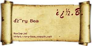 Őry Bea névjegykártya